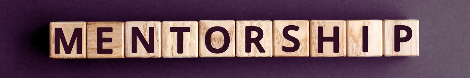 The word mentorship written in wooden block letters.